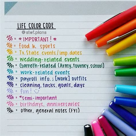 Planner Color Coding System