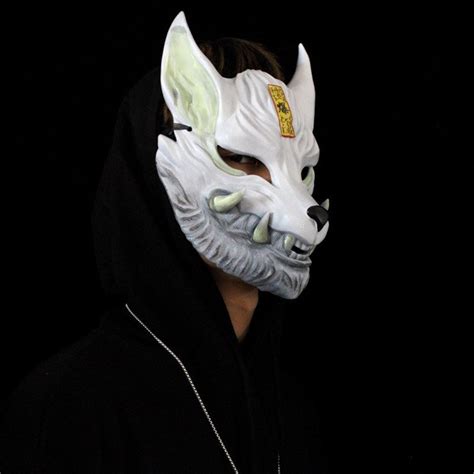 Therian Wolf Skull Luminous Ninja Mask For Cosplay Halloween Etsy