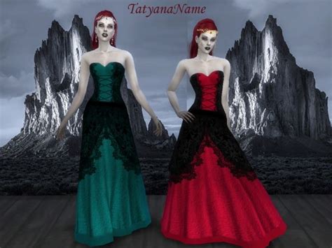 Vampire Lace Dress Var2 At Tatyana Name Sims 4 Updates Lace