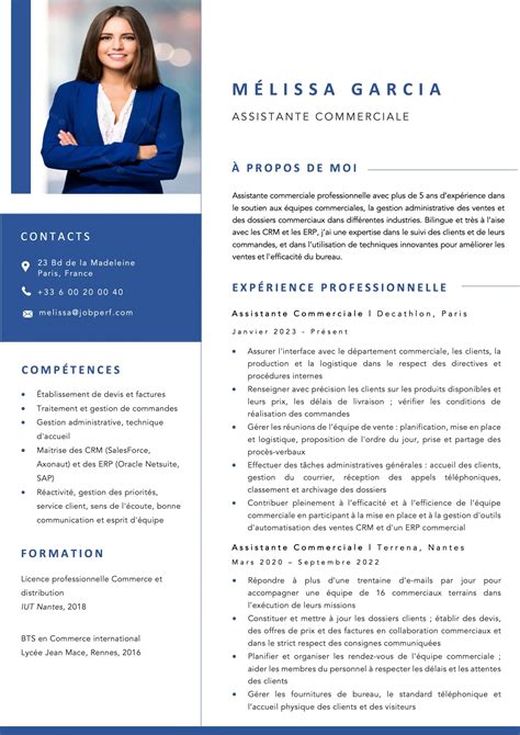 Exemple De Cv Assistant Commercial Compétences Jobperf