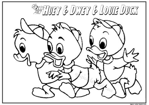 Huey Dewey Louie With Donald Duck Coloring Page Coloring With Crayon