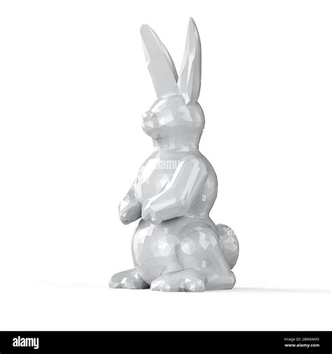 3d Rendering Polygonal Rabbit Isolated On White Stock Photo Alamy