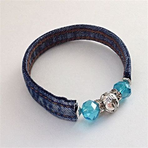 Denim Blue Beaded Wrap Jean Bracelet By Everydaywomenjewelry Denim