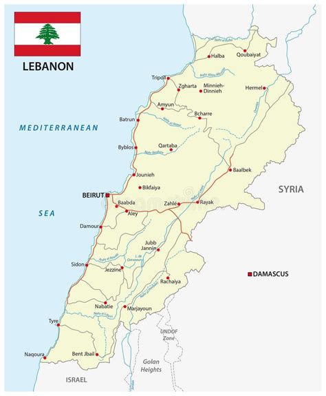 Mappa Amministrativa E Politica Del Libano Dettagliato Di Vettore
