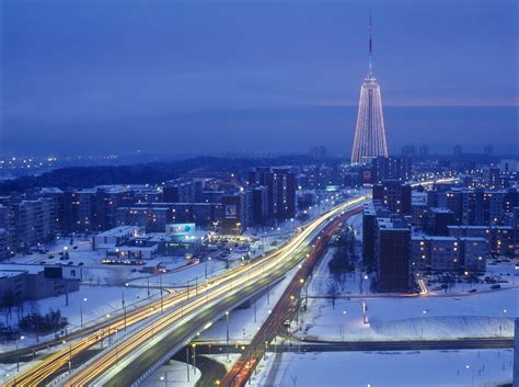 Vilnius Lithuania Europe Winter Night View Of The City