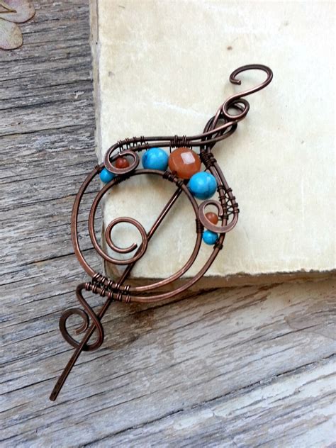 Wire Wrapped Copper Shawl Pin Copper Wire Shawl Pin Scarf Etsy