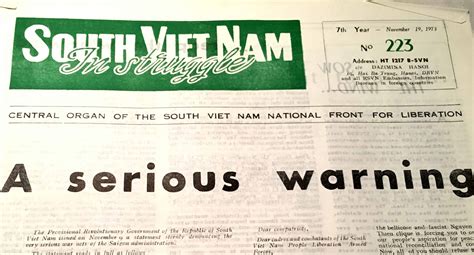 Viet Cong Hanoi Printed Propaganda Newspaper In English November 19