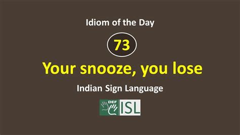 You Snooze You Lose Idiom Of The Day Youtube
