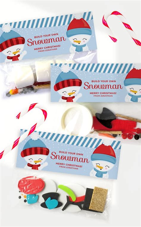 Build Your Own Snowman Treat Bag Toppers Printable Instant Download