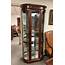 Sold Price Curved Glass Hardwood Display / Curio Cabinet With Light 