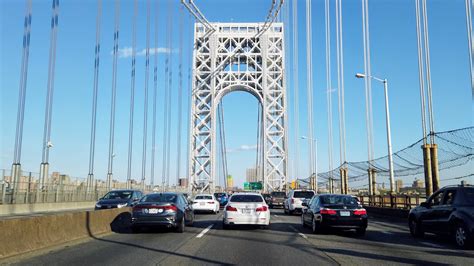 Driving Across George Washington Bridge Eastbound With Slow Traffic
