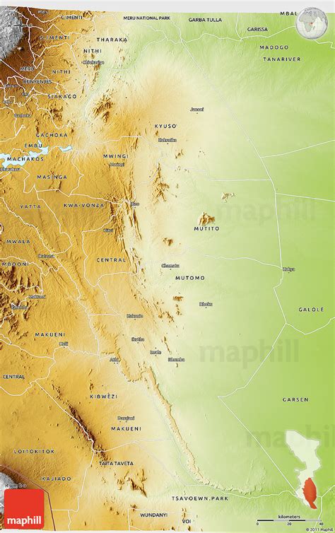 Physical 3d Map Of Kitui