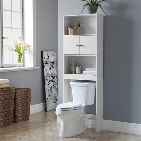 Bathroom Cabinet Over The Toilet With Shelves And Doors Cabinet Powder Room Laundry Room