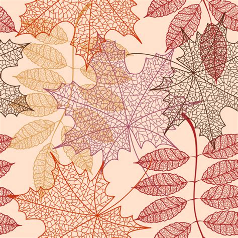 Beautiful Autumn Leaves Vector Seamless Pattern Free Vector In