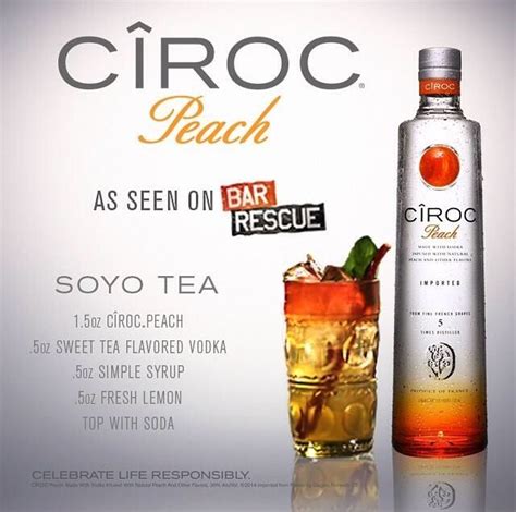 This is the route grey goose, belvedere, and kettle one took. Ciroc peach cocktail as seen on Bar Rescue! "Shut It Down ...