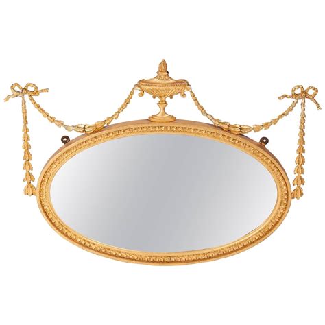 Antique Adam Style Gilt Oval Wall Mirror At 1stdibs
