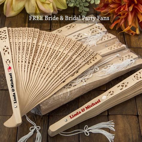 Personalized Wedding Fans Sandlewood Free Bride And Bridal Party Fans