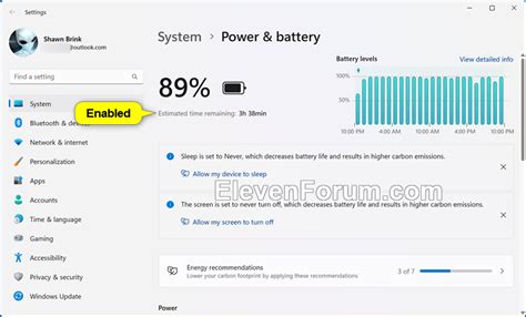 Enable Or Disable Show Battery Estimated Time Remaining In Windows 11