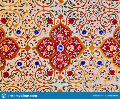 Beautiful Intricate Traditional Floral Pattern Rajasthan India Stock