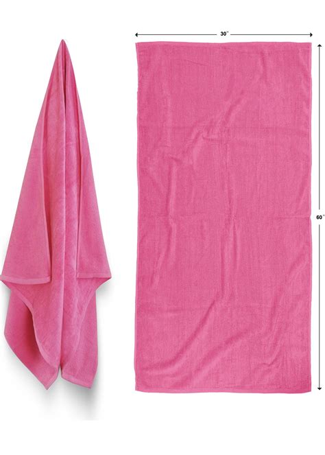 Diplomat Beach Towels Terry Velour 30x60 2 Pack Neon Pink PMS 212 C