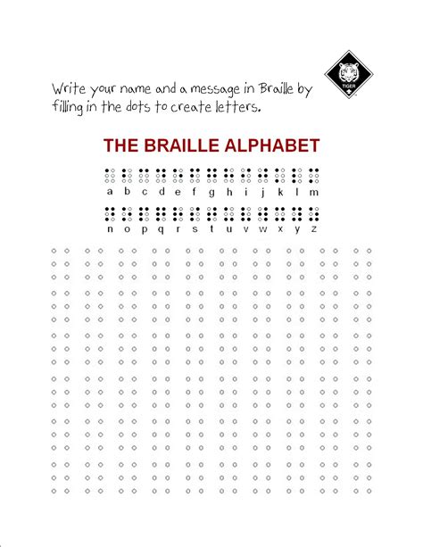 Consists of the 26 standard letters of the alphabet and punctuation. Printable worksheet for Tiger Cubs working on their ...