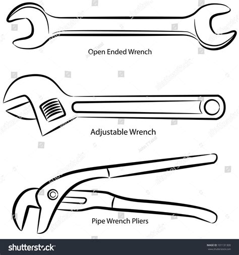 Image Set Different Types Wrenches Stock Vector 101131300