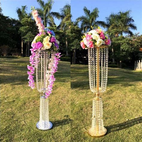 100cm39 Tall Acrylic Crystal Wedding Centerpiece Road Lead Stand