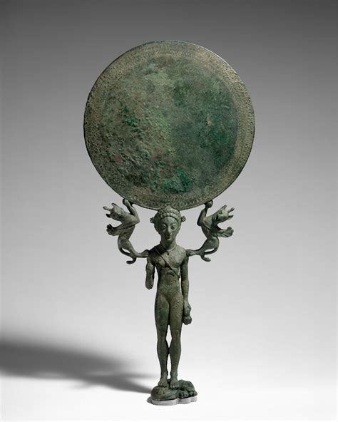 Bronze Mirror With A Support In The Form Of A Nude Girl Greek