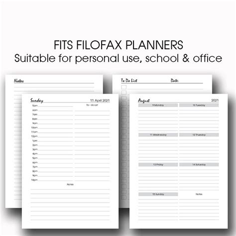 Printable Diary 2021 Planner Insert A4 A5 Filofax Half Etsy Uk