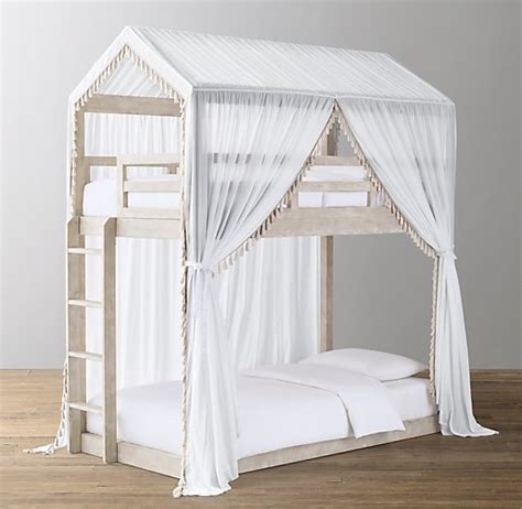 At the bunk house, we have a wide selection of bunk beds with cute design details, unique colours, durable construction, and great safety features. Cole House Bunk Bed & Tassel Voile Canopy - Natural