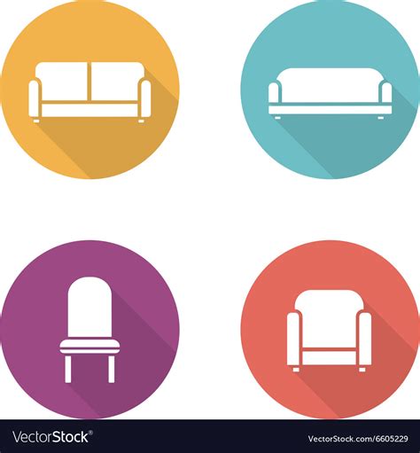 Soft Furniture Flat Design Icons Set Royalty Free Vector