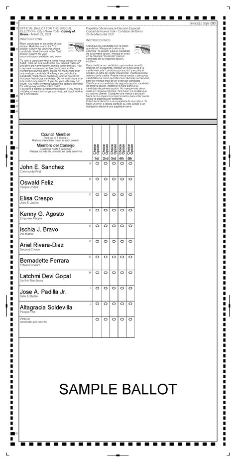 Sample Ballot Paper For Borough Polls Are Open In Pasco County From 7
