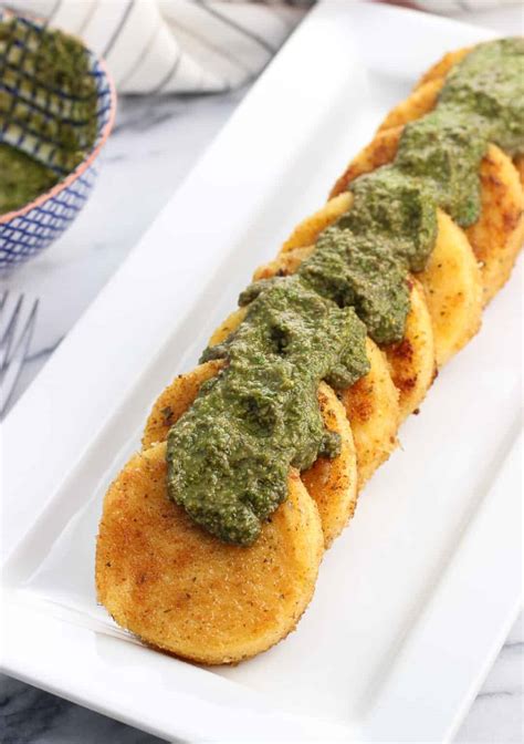 Parmesan Crusted Polenta With Pesto My Sequined Life