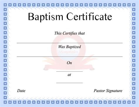 Downloadable Free Baptism Certificate Template