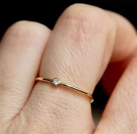 14K Gold Tiny Diamond Ring Diamond Ring Dainty Ring Small Etsy