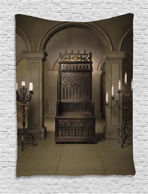 Gothic Decor Wall Hanging Tapestry, Royal Throne In Medieval Castle