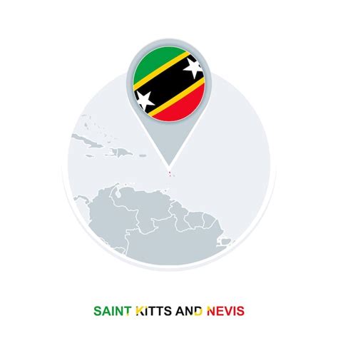 Premium Vector | Saint kitts and nevis map and flag vector map icon