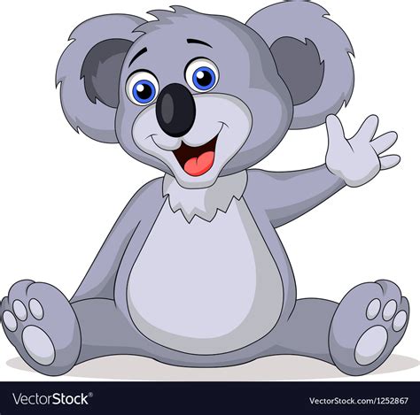 Cute Koala Cartoon Waving Hand Royalty Free Vector Image