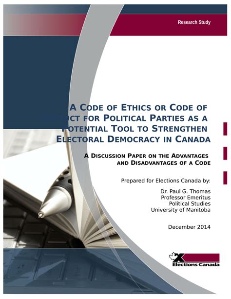 Pdf A Code Of Ethics Or Code Of Conduct For Political Parties Final E