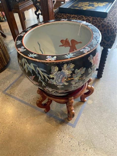 HB Large Asian Fish Bowl with Plant Stand - Form & Function - Asheville NC
