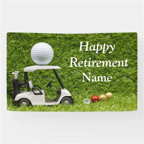 Golf Happy Retirement With Golf Cart And Ball Banner Zazzle