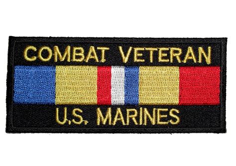 Combat Veteran Us Marines Service Ribbon Embroidered Patch Quality