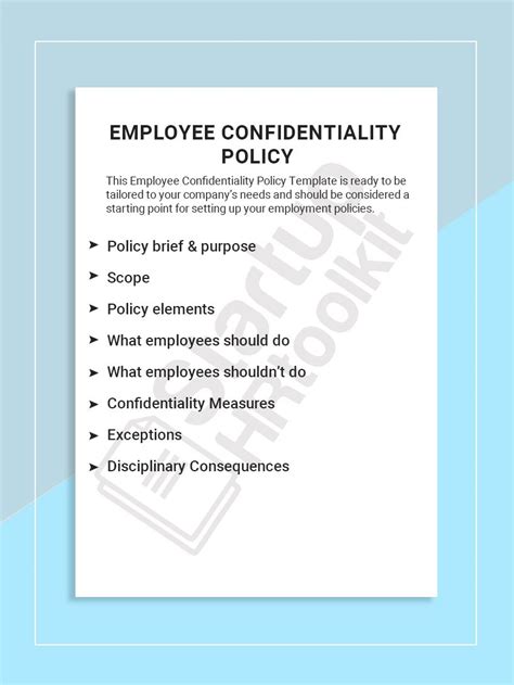 Employee Confidentiality Policy Policy Template Document Templates