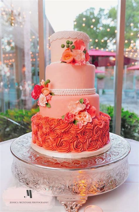 Beautiful Orange Wedding Cakes Burlap Wedding Cake Rosette Cake