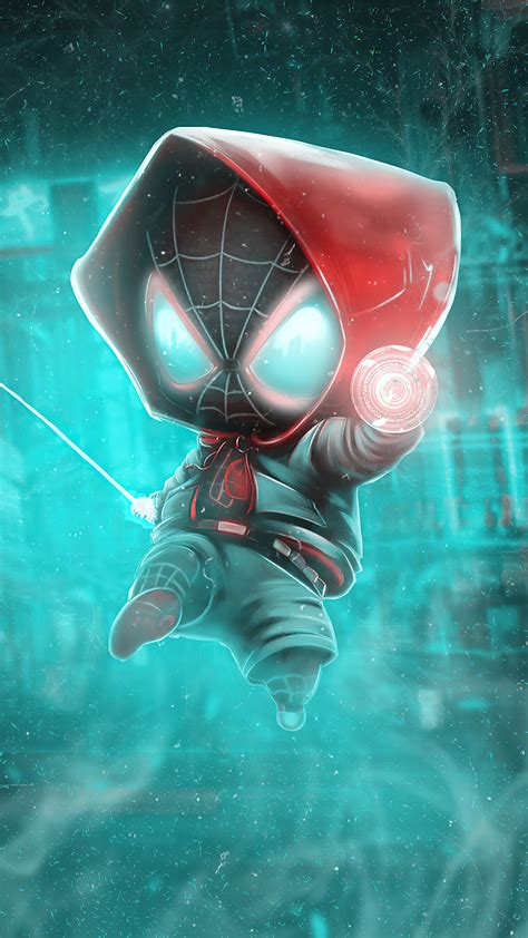 Spider Man Chibi Miles Morales In Verse Free Wallpapers For Apple