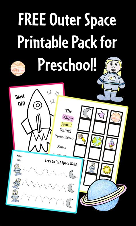 Free Outer Space Printable Activity Pack For Preschool Preschool