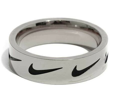 Silver Nike Repeat Swoosh Logo Band Ring Silver Birthday Etsy