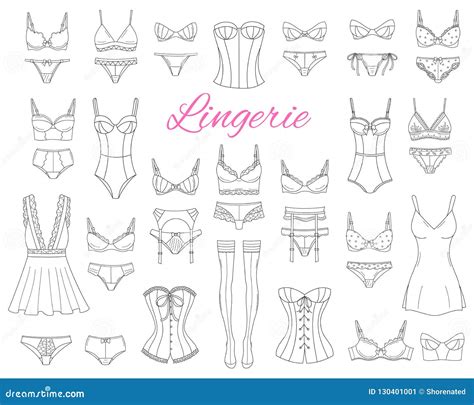 Fashionable Female Lingerie Collection Vector Sketch Illustration