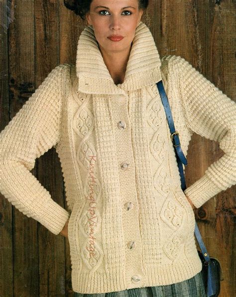 aran knitting pattern pdf womens ladies jacket 34 38 etsy knitting women sweater aran