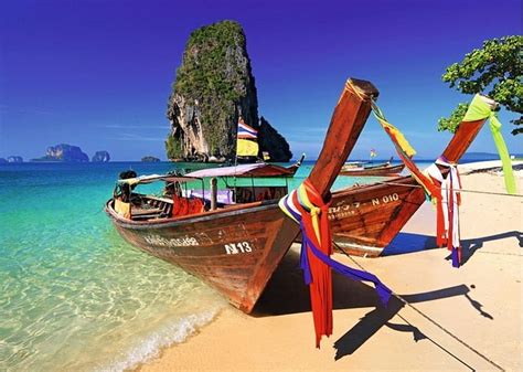 Phra Nang Beach Krabi Thailand Rocks Water Nature Sea Landscape